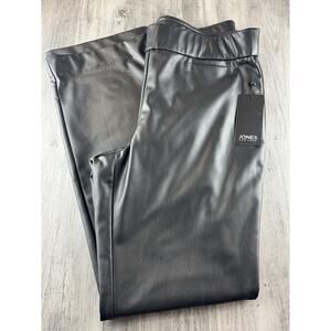 Jones Of New York Black Faux Leather Pants Size Large NWT